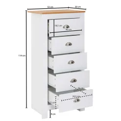 53x114x39 Hochkommode mit fünf Schubladen - Intora
