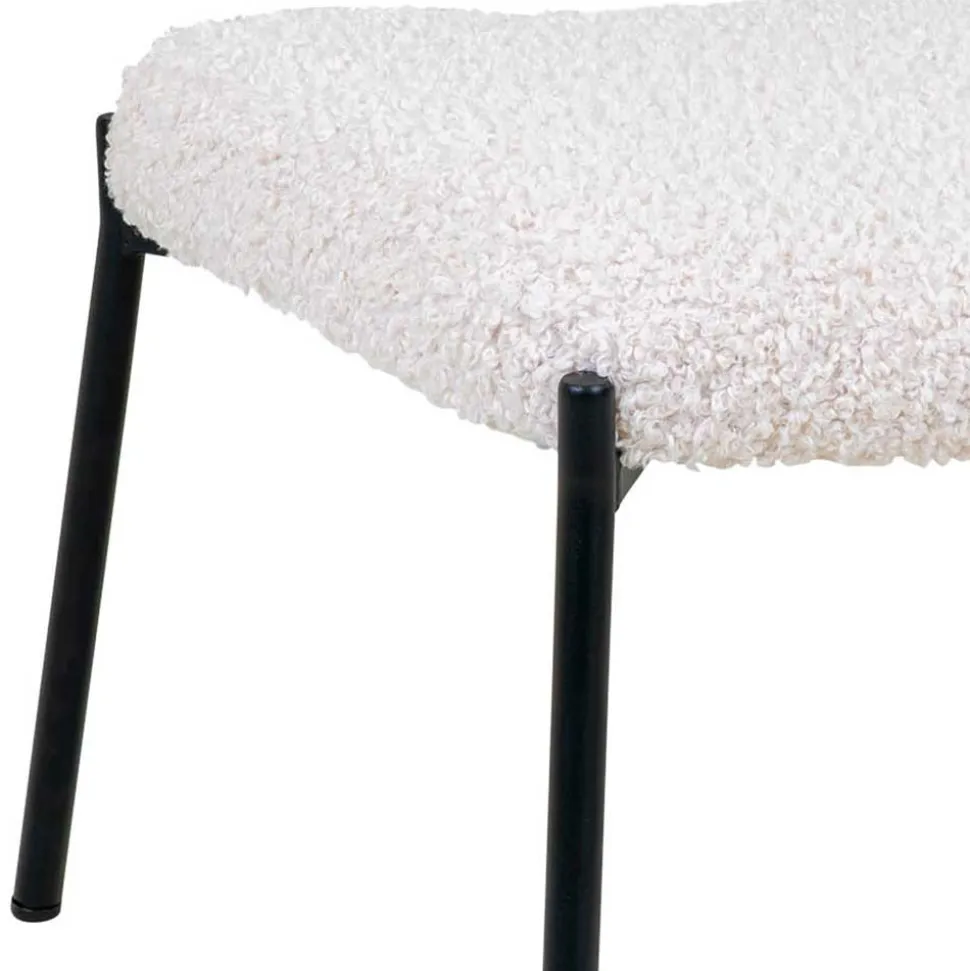 61x41x36 Hocker mit Plüsch Sitz in Weiß - Elefonas