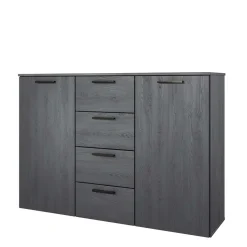 132x93x38 Hohe Kombi-Kommode in Eiche Grau - Carika