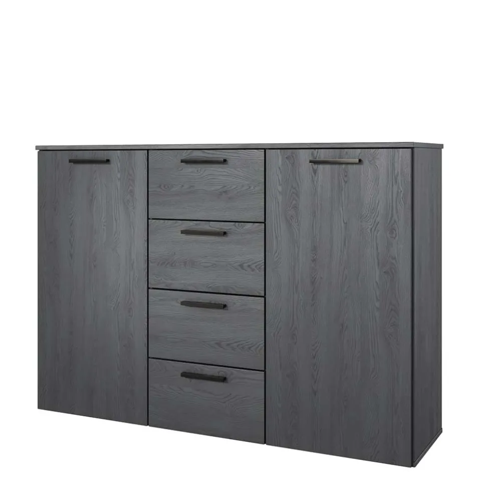 132x93x38 Hohe Kombi-Kommode in Eiche Grau - Carika