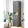 50x197x40 Hoher Wohnzimmerschrank mit Glaseinsatz - Ahilav