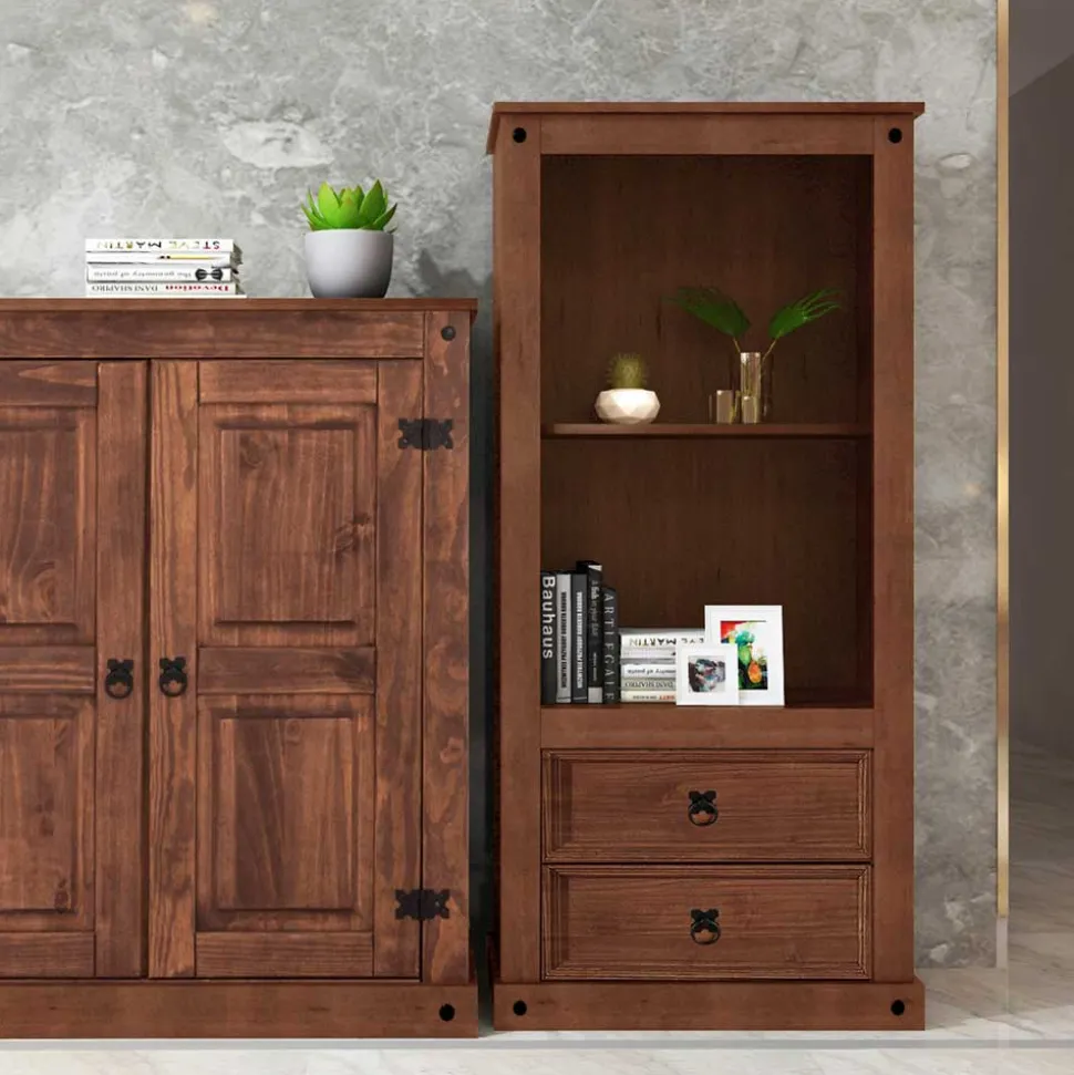 65x140x38 Holz Regal in Dunkelbraun - Larentina