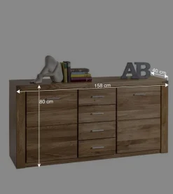 158x80x40 Holz Sideboard aus Wildeiche - Maila