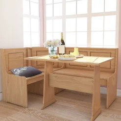 168x87x127 Holz-Eckbank & Esstisch - Ynvinata (zweiteilig)