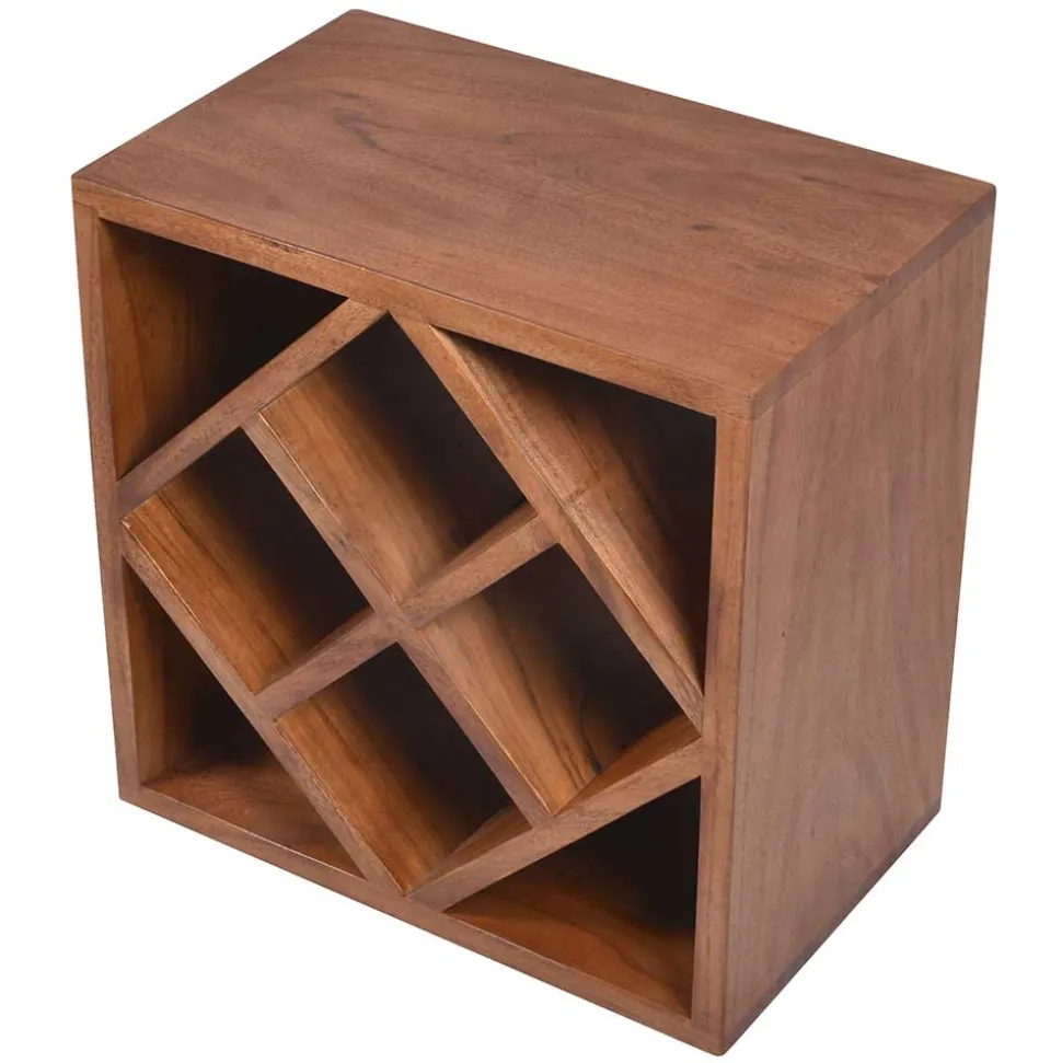 40x40x25 Holzregal für Wein aus Akazie Massivholz - Bernadi