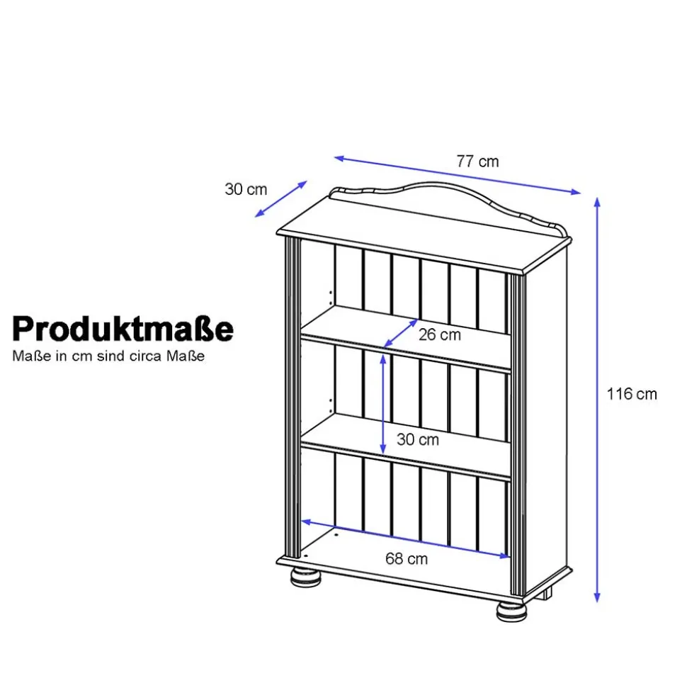 77x116x31 Holzregal im Country Chic aus Kiefer - Oncerta