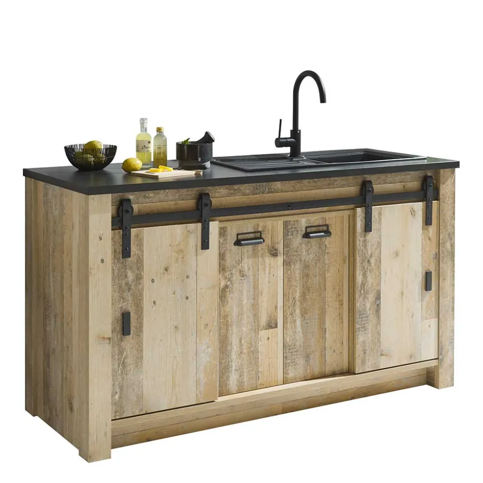 161x93x64 Küche Anrichte in Holz verwittert - Garisa