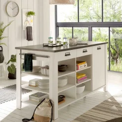 161x93x77 Kücheninsel in Weiß & Anthrazit - Eture