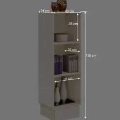 40x126x34 Kiefernholz Regal in Creme - Rospus