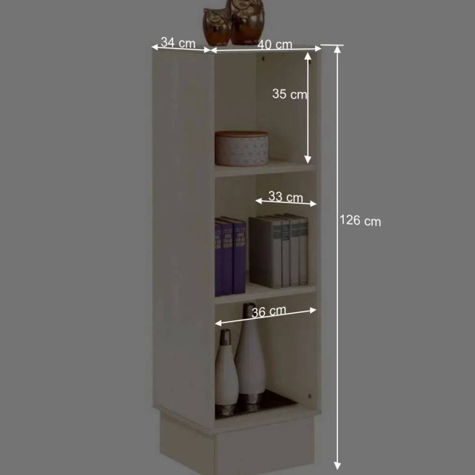 40x126x34 Kiefernholz Regal in Creme - Rospus