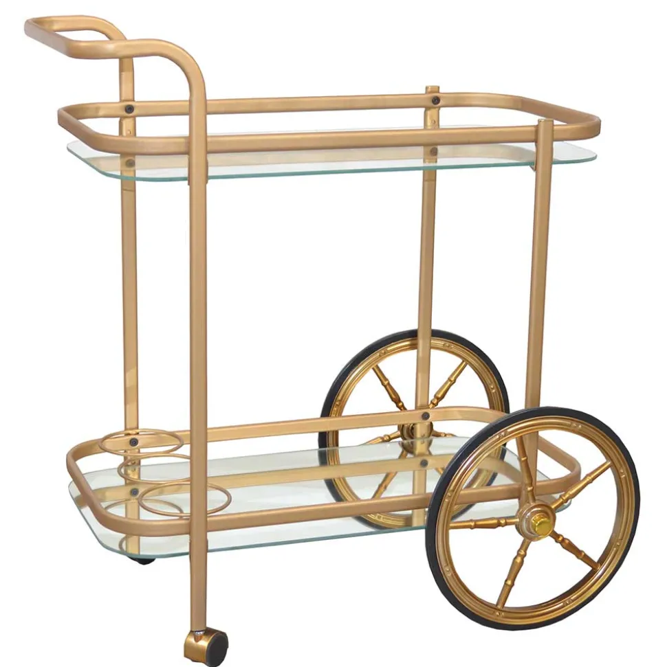 69x75x43 Klassischer Barwagen aus Glas & Metall - Zelda