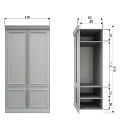 110x215x62 Kleiderschrank in Hellgrau - Emra