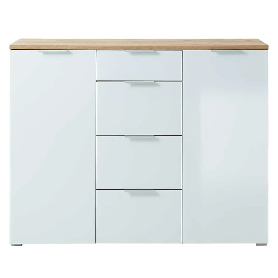 135x105x40 Kombikommode in Weiß & Eiche - Reestyl