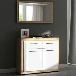 120x87x43 Kommode in glänzendem Weiß - Anieva