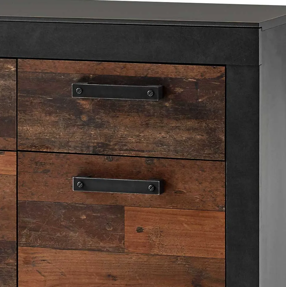 92x104x40 Kommode in Holzoptik Antik & Grau - Timuras I