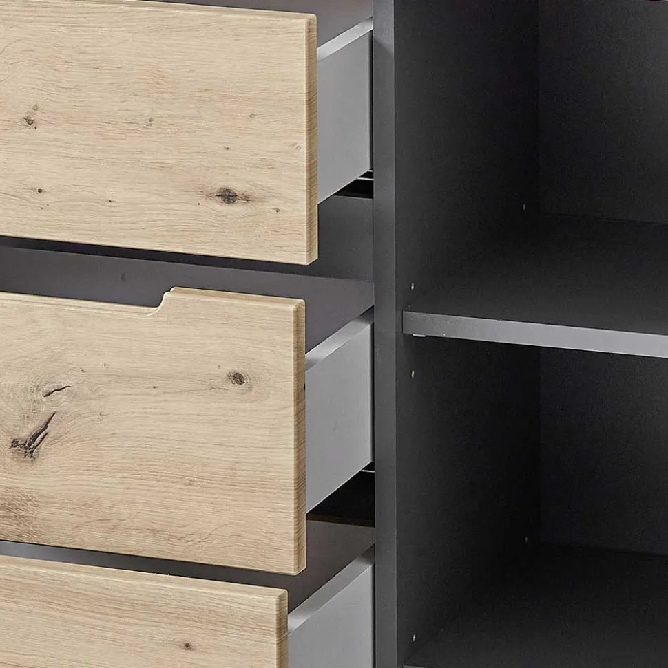 135x82x38 Kommode in Wildeiche NB & Grau - Kuetra