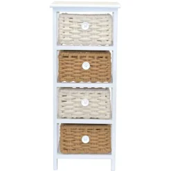 30x73x25 Kommode mit vier Körben in Weiß - Udolph