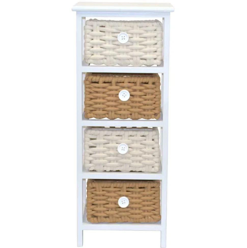 30x73x25 Kommode mit vier Körben in Weiß - Udolph