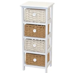30x73x25 Kommode mit vier Körben in Weiß - Udolph