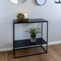 80x80x36 Konsoltisch aus Stahl in Schwarz - Esbessa