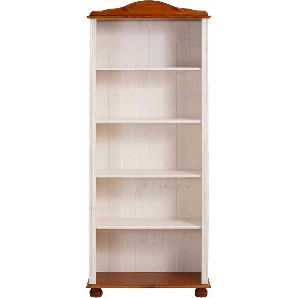 77x181x30 Landhaus Bücherregal aus Kiefer zweifarbig - Conzina