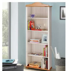 77x181x30 Landhaus Bücherregal aus Kiefer zweifarbig - Conzina