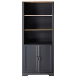 86x204x38 Landhaus Büroregal in Grau & Eiche - Joe