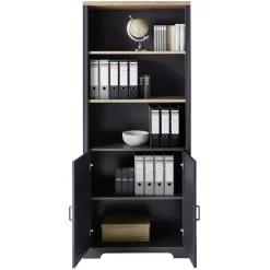 86x204x38 Landhaus Büroregal in Grau & Eiche - Joe