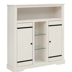120x130x35 Landhaus Highboard in Weiß - Manduza
