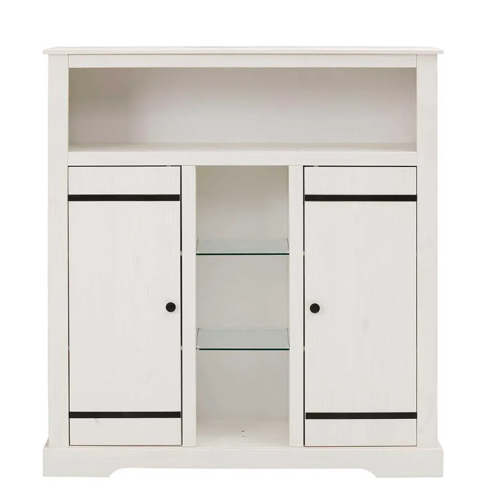120x130x35 Landhaus Highboard in Weiß - Manduza