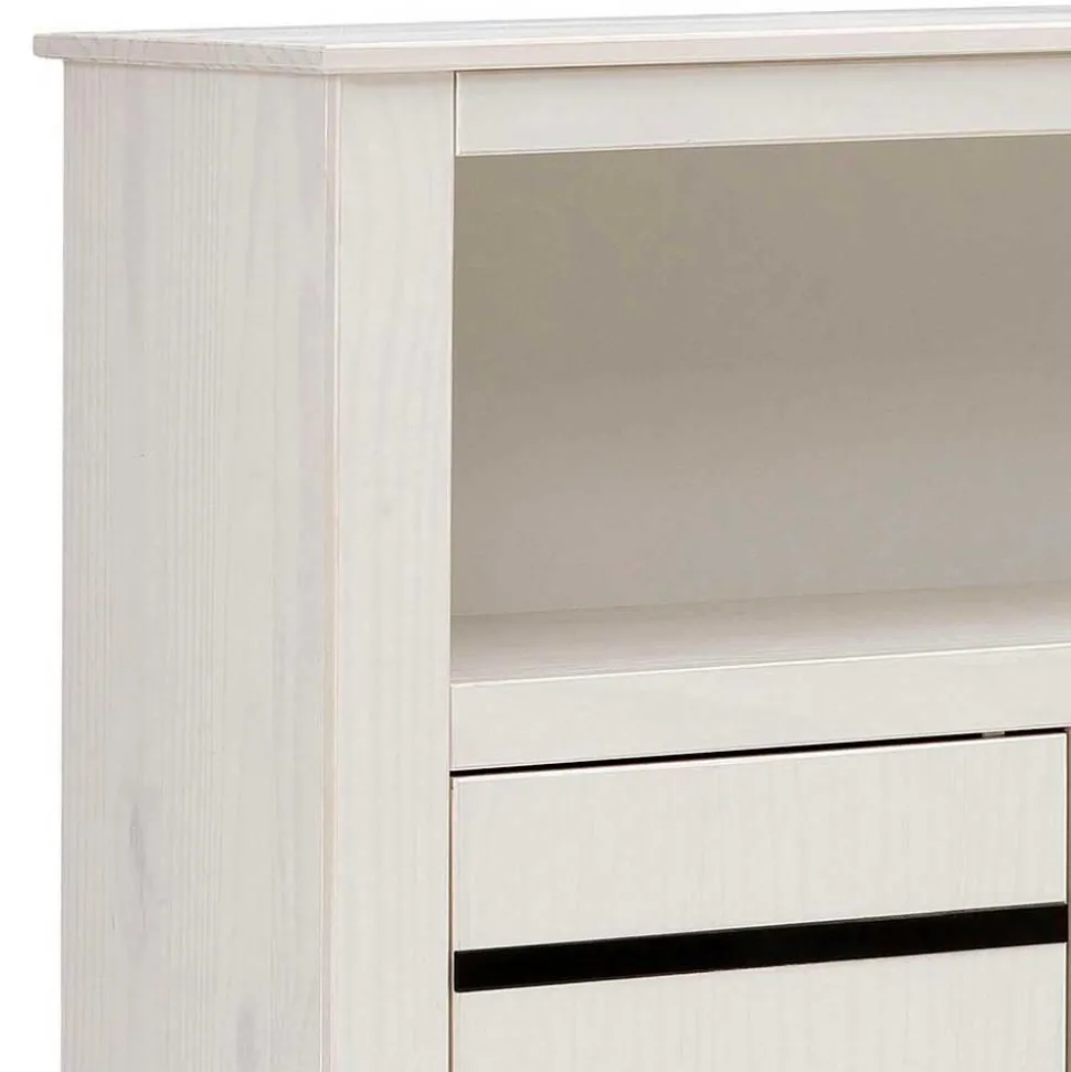 120x130x35 Landhaus Highboard in Weiß - Manduza