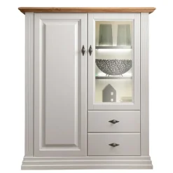 113x134x45 Landhaus Highboard mit Glas-Einsatz - Henry