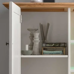 113x134x45 Landhaus Highboard mit Glas-Einsatz - Henry