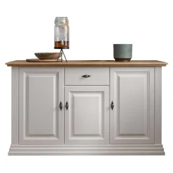 157x91x45 Landhaus Kommode in Weiß & Eiche - Henry