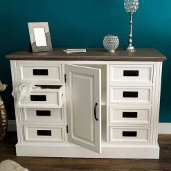 114x77x41 Landhaus Kommode mit acht Schubladen - Bleaks