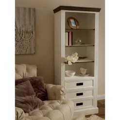 68x180x39 Landhaus Regal in Weiß & Graubraun - Bleaks