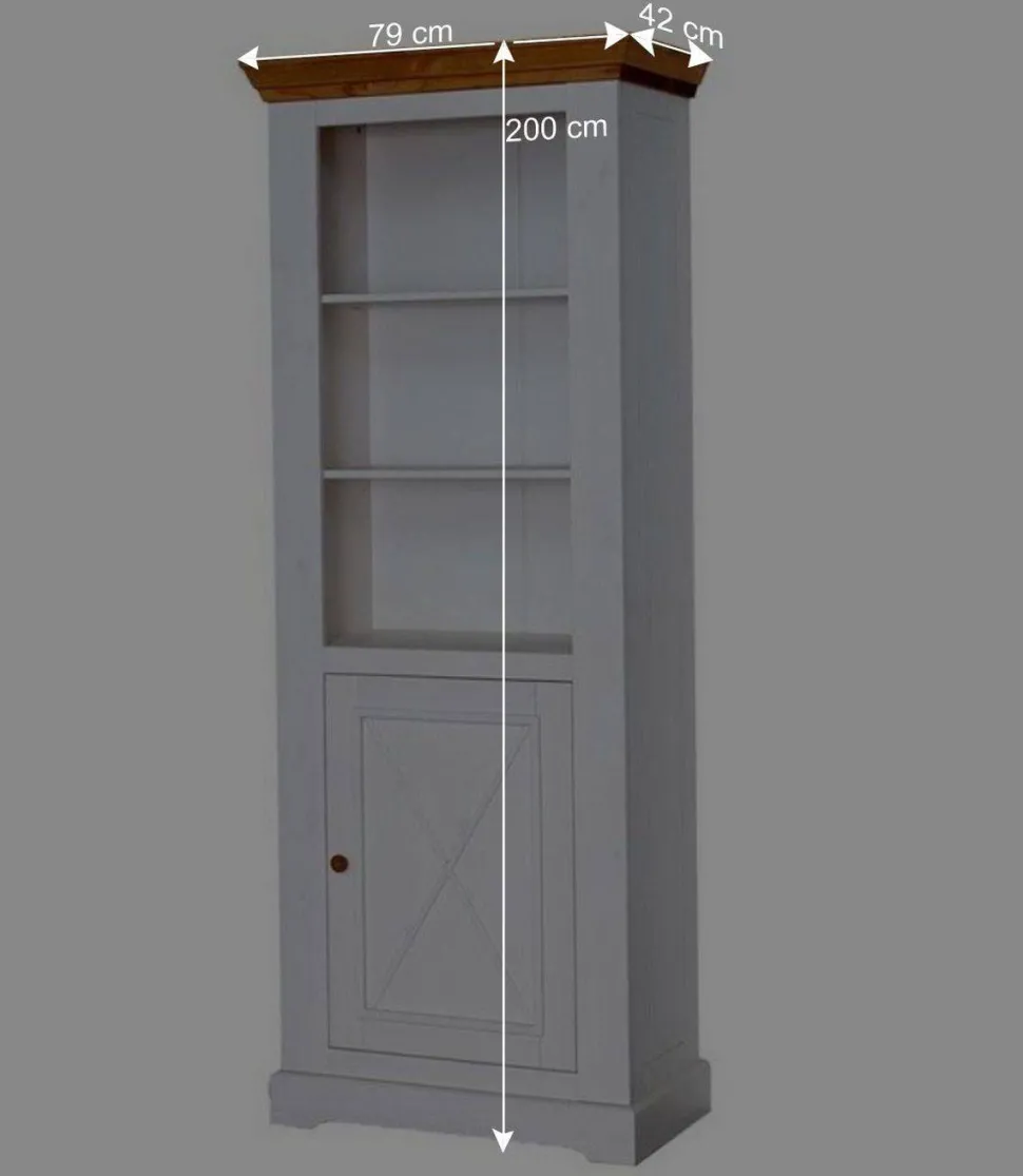 79x200x42 Landhaus Regal mit Tür & 3 Fächern - Envicron