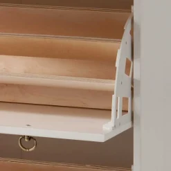 81x93x37 Landhaus Schuhschrank in Weiß gewachst - Vesrav