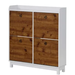 92x100x25 Landhaus Schuhschrank mit 4 Klappen - Volbra