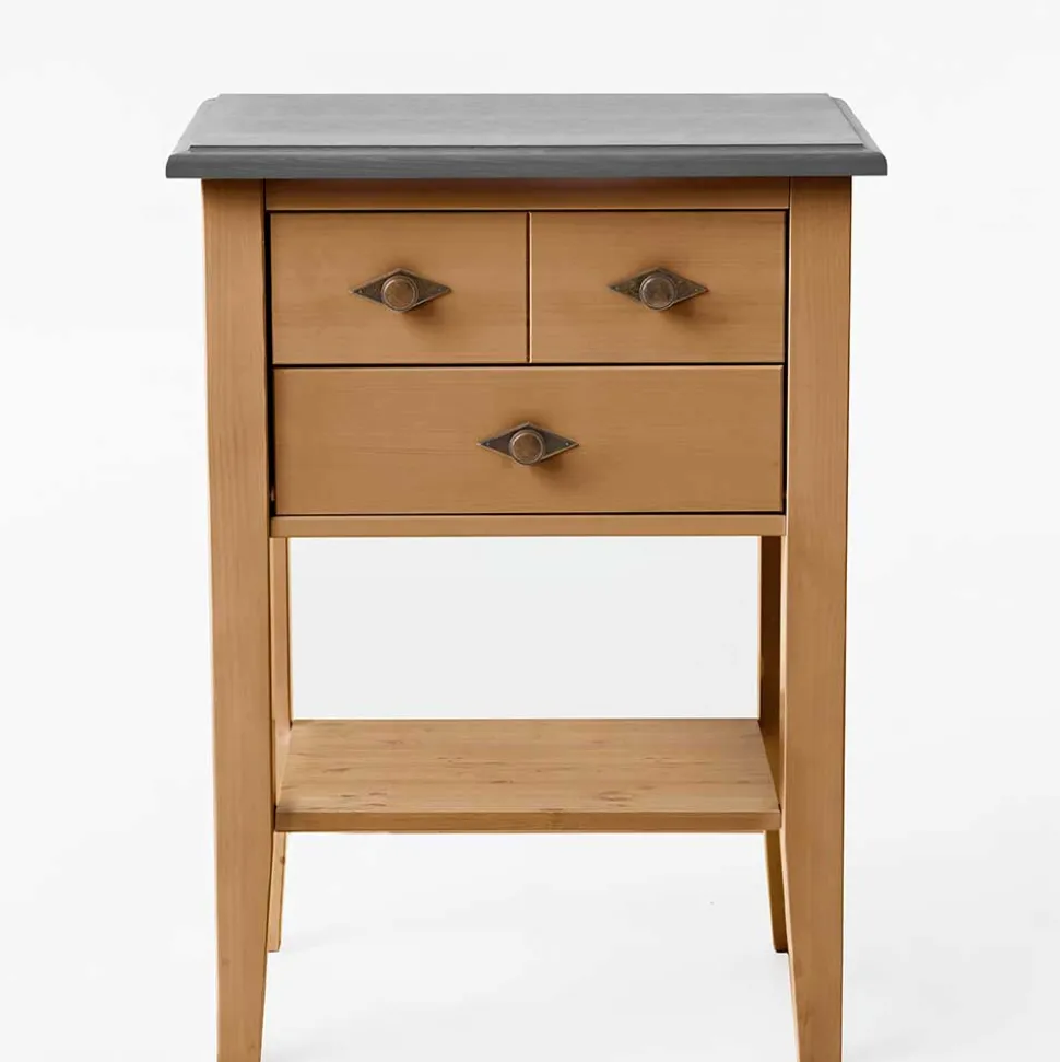 58x79x35 Landhaus Tisch Kommode mit zwei Schubladen - Eshelas