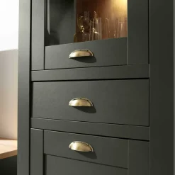 68x207x45 Landhaus Vitrine in Graugrün - Eylan