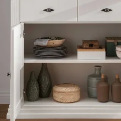 116x199x45 Landhaus Vitrinenschrank in Weiß - Henry