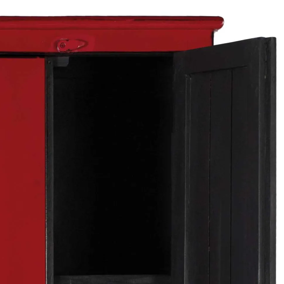 60x180x35 Massivholz Schrank in Rot lackiert - Iscian