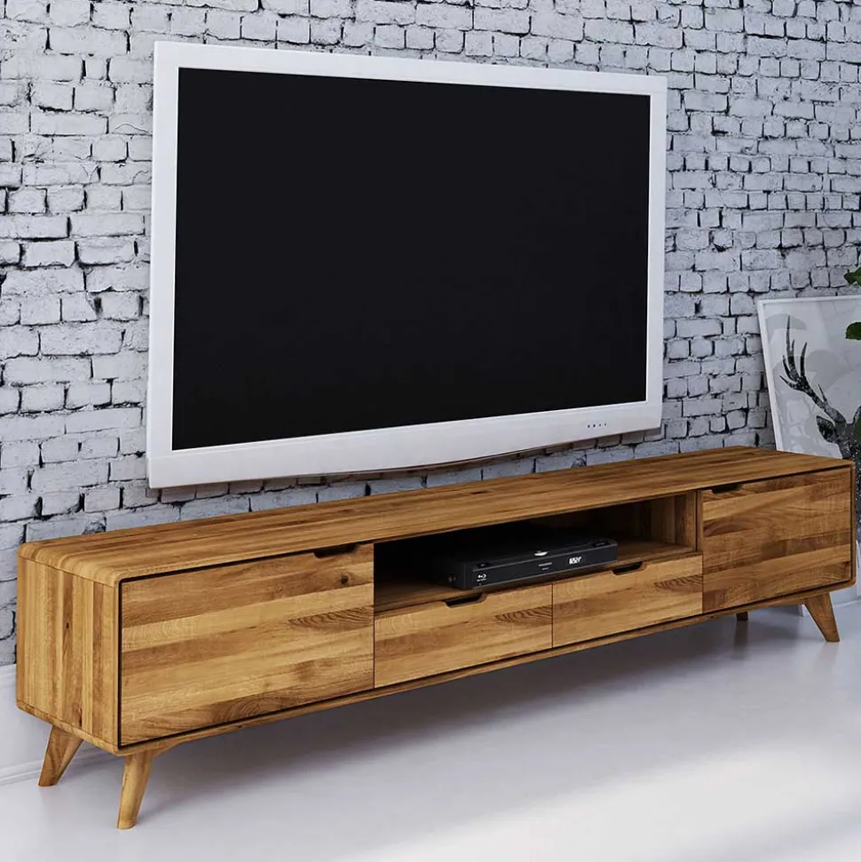 220x48x40 Massivholz TV Board in Natur geölt - Eavy