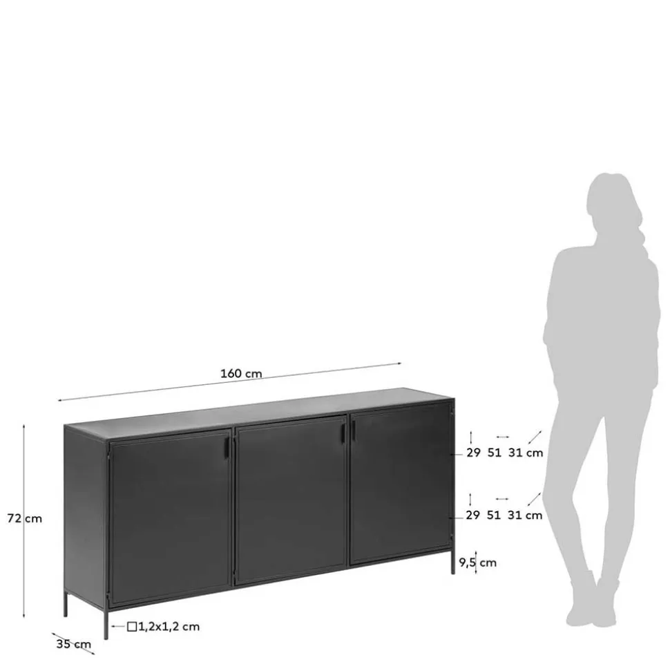 160x72x35 Metall Sideboard mit drei Türen - Magde