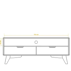 120x48x40 Midcentury TV Board aus Kernbuche - Junola