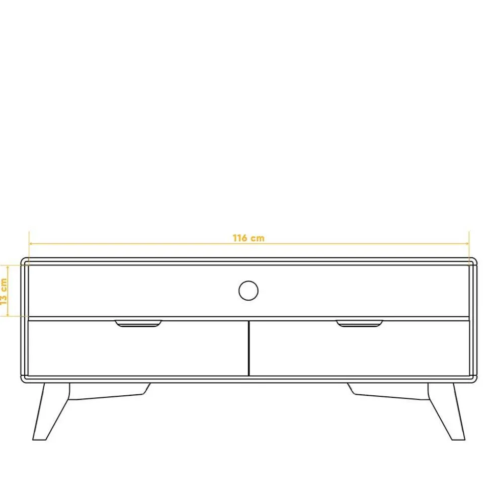 120x48x40 Midcentury TV Board aus Kernbuche - Junola