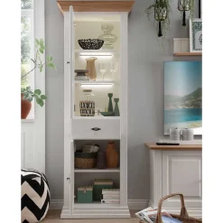 72x199x45 Modern Country Vitrinenschrank in Weiß - Henry