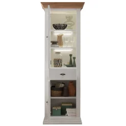 72x199x45 Modern Country Vitrinenschrank in Weiß - Henry