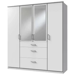 179x199x58 Moderner Kleiderschrank in Weiß mit Spiegeln - Cador